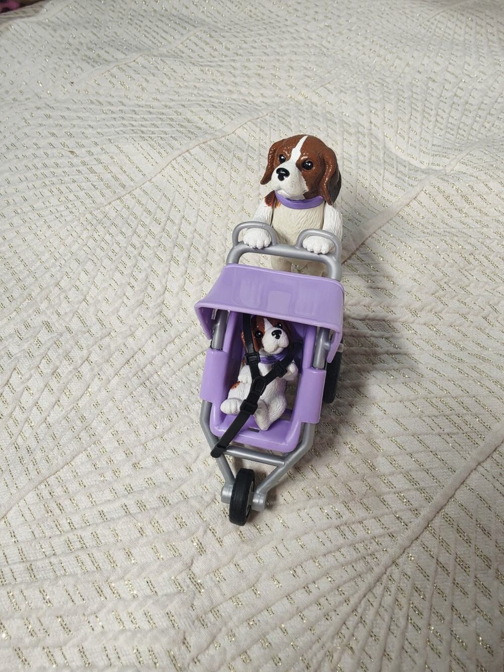 Barbie Posh Pets Dog Purple Stroller Magenta Vtg Puppy Walking